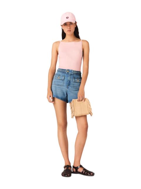 maje maje Braided denim shorts in Blue at Nordstrom