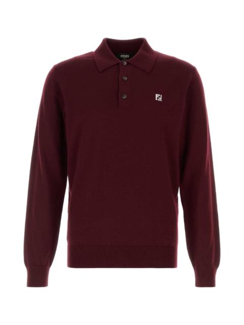 FENDI Burgundy Stretch Wool Polo Shirt