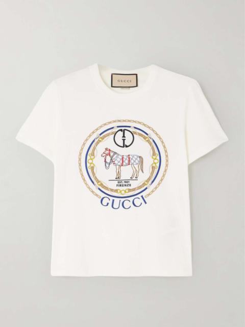 Embroidered cotton-jersey T-shirt