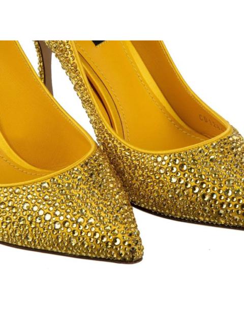 Dolce & Gabbana Crystal Decollete Pumps Heels Shoes LORI Yellow 10025