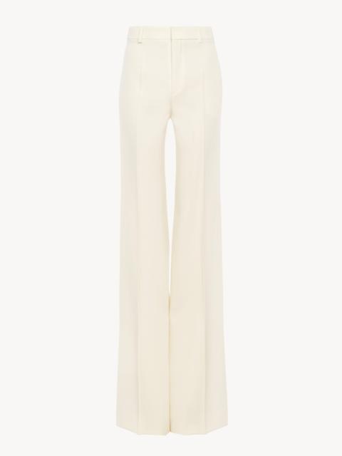 Chloé HIGH-RISE FLARED PANTS IN WOOL GRAIN DE POUDRE