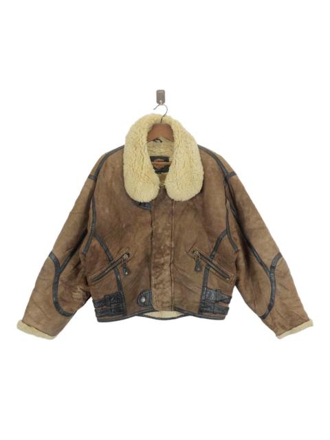 Other Designers VINTAGE HARLEY DAVIDSON SHEEPSKIN SHERPA LEATHER JACKET