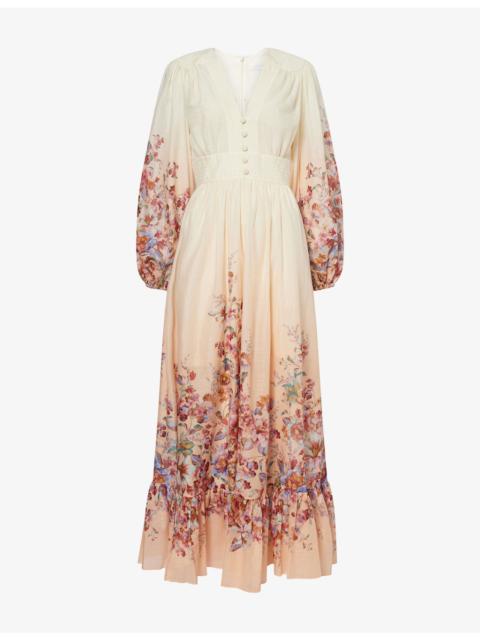 Zimmermann Awaken Plunge Cotton-Poplin Maxi Dress