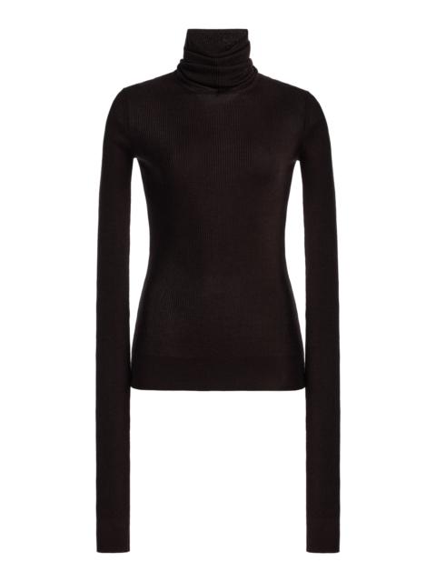 MARIE ADAM-LEENAERDT Wool-Silk Balaclava Sweater brown
