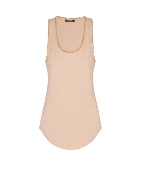 Balmain Relaxed jersey tank top with chains