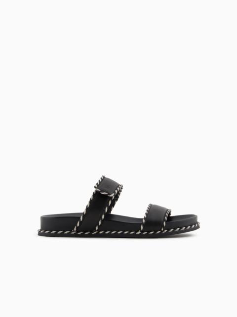 EMPORIO ARMANI SANDALS WITH NAPPA-LEATHER STRAP AND TWO-TONE EDGES