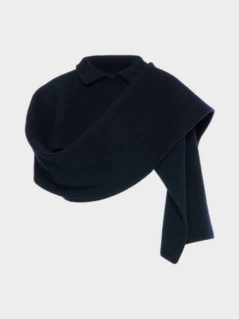 Maison Margiela Ribbed wool scarf with collar