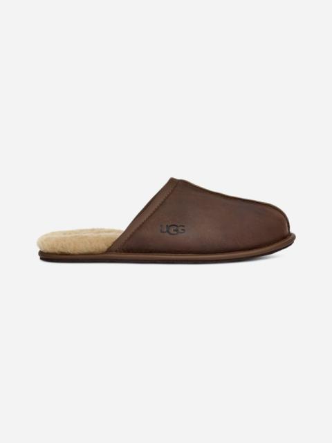 UGG ® Men's Scuff Leather Sheepskin Slippers in Brown/