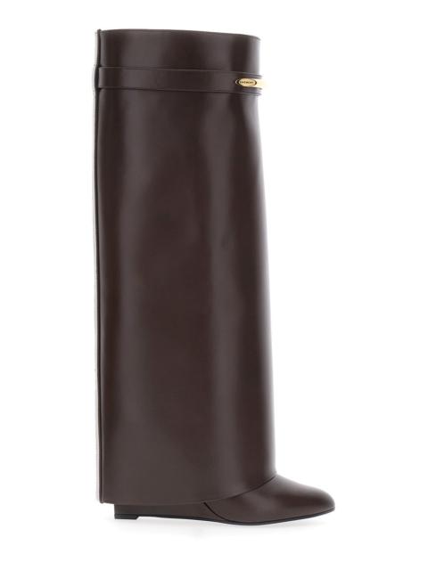 Givenchy Givenchy Women Pointed Toe Wedge Heels With Logo Plate On The Front In Brown Leather For Women