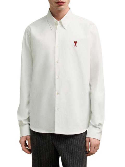 AMI Paris WHITE COTTON BUTTON-DOWN AMI DE COEUR SHIRT