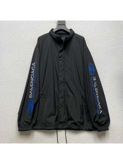 BALENCIAGA Balenciaga SS24 Wave Logo Print Crew Neck Button-Down Long Sleeve Jacket Windbreaker