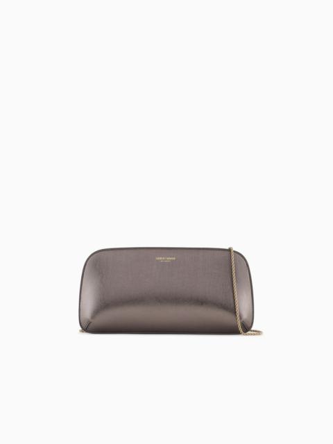 GIORGIO ARMANI LAMÉ LEATHER LA PRIMA HORIZONTAL CLUTCH BAG