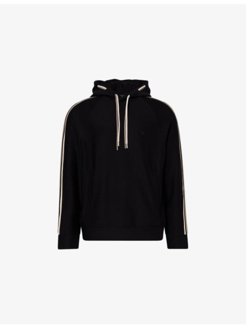 EMPORIO ARMANI Striped Regular-Fit Cotton-Blend Hoodie