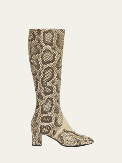 Valentino Equivoque Tall Snake-Embossed Boots