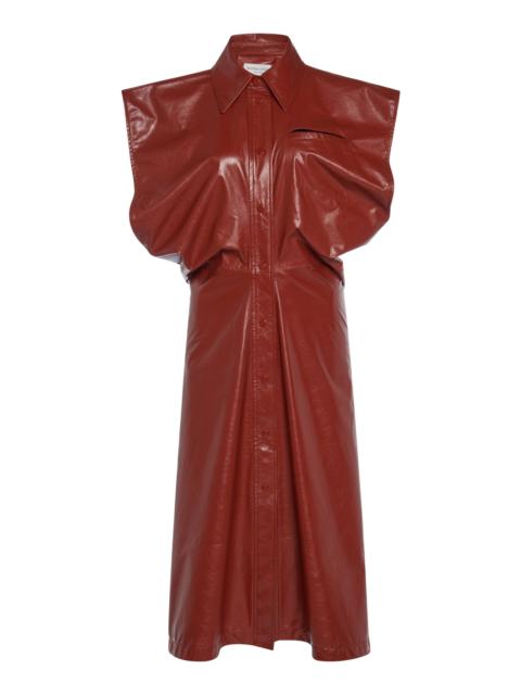 Bottega Veneta Leather Midi Dress brown