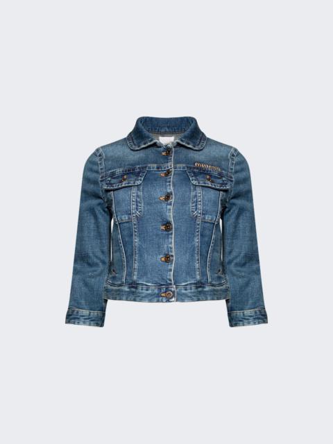 Miu Miu Cropped Stretch Denim Jacket Blue