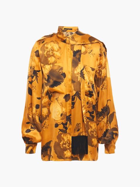 Other Designers Leandra tie-neck floral-print satin blouse