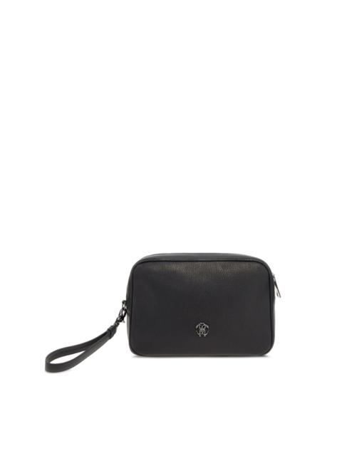 Roberto Cavalli logo-plaque leather wash bag