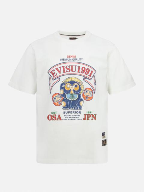EVISU TANUKI AND DARUMA PRINT REGULAR FIT T-SHIRT