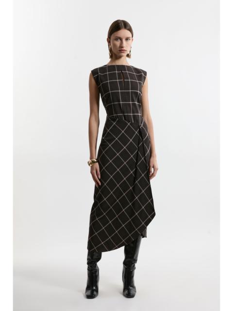 KAREN MILLEN Check Ruffle Tailored Midaxi Dress
