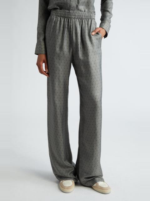 Golden Goose Golden Goose Journey Floral Print Relaxed Wide Leg Pants in Moon Mist at Nordstrom