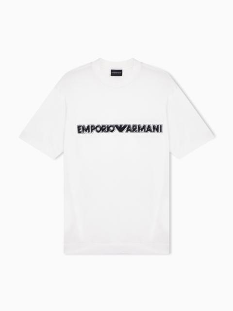 EMPORIO ARMANI LYOCELL BLEND JERSEY T-SHIRT WITH SOFT-TOUCH EMBOSSED LOGO