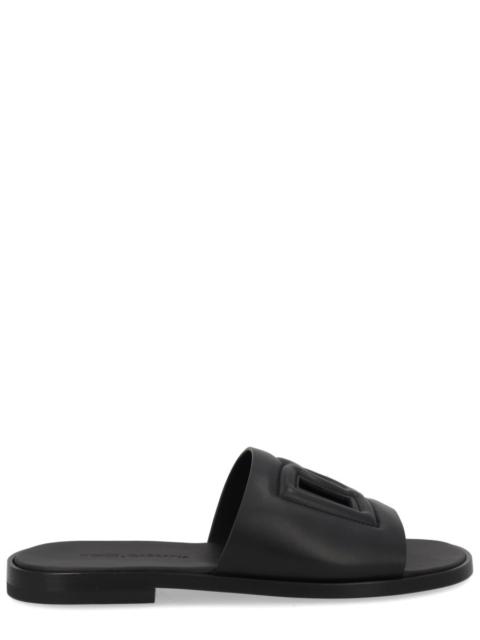 Dolce & Gabbana Dolce & Gabbana Men Leather Slide With Logo