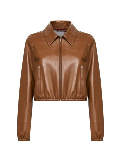 GUCCI Gucci Embossed-logo Leather Jacket