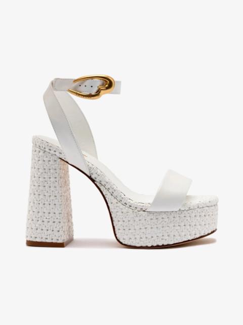 Larroudé Dolly Verona Sandal In White Leather and White Raffia