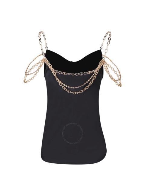 Rabanne Ladies Black Top Embellished With "Eight" Signature Chain
