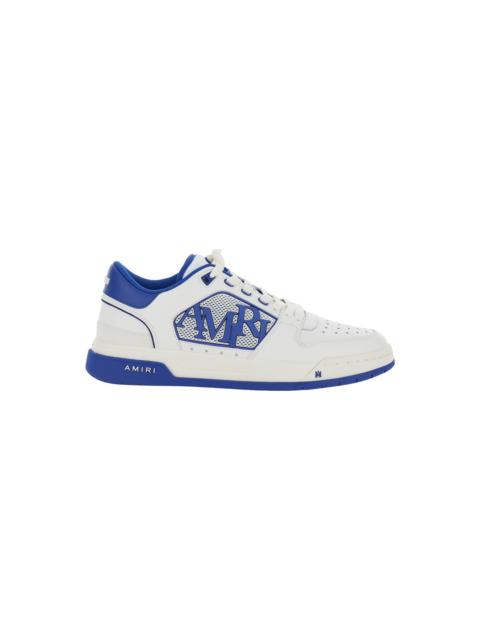 White And Blue Low Top Sneakers With Contrasting Logo Lettering In Cotton Man