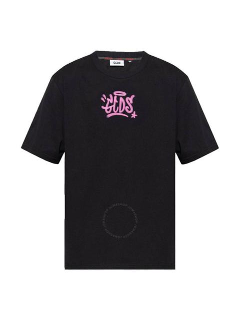 GCDS GCDS Black Graffiti Print Cotton T-Shirt