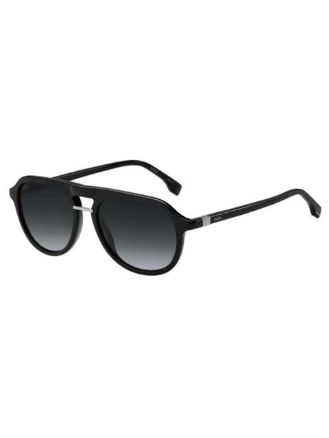 Other Designers Hugo Boss Dark Grey Shaded Pilot Men's Sunglasses BOSS 1435/S 0807/9O 54