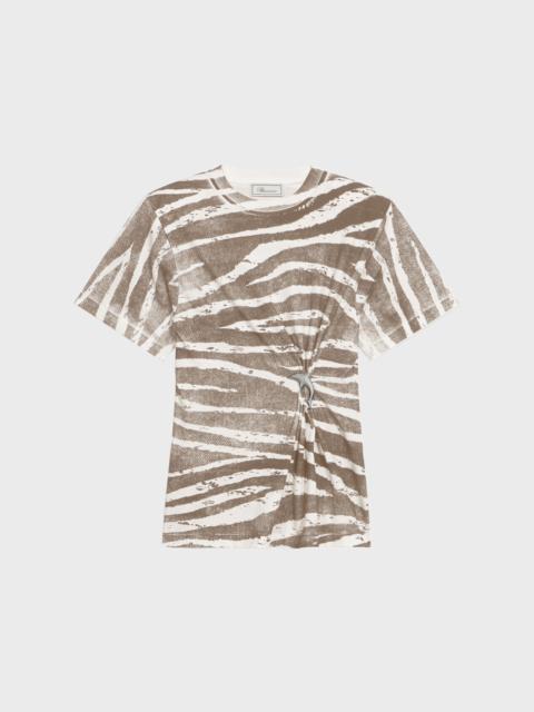 Blumarine PRINTED RIBBED T-SHIRT WITH METAL DOLPHIN DETAIL