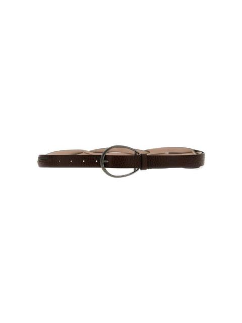 Brunello Cucinelli Brunello Cucinelli Womens Dark Brown Leather Belt