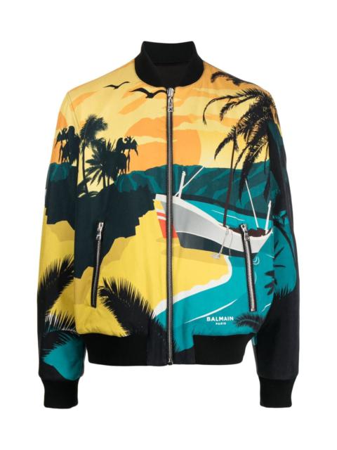 Balmain REVERSIBLE GRAPHIC-PRINT BOMBER JACKET