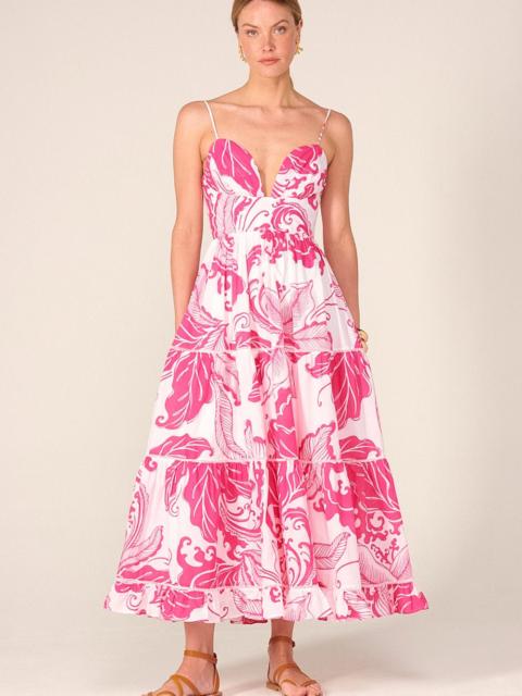 Poupette St Barth Long Dress Milena - Pink Reef Wave
