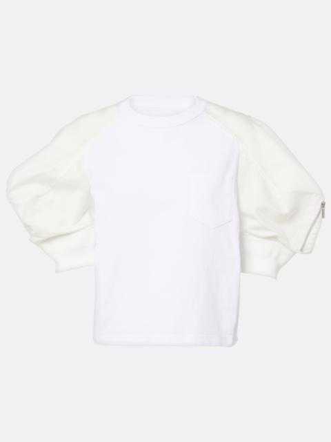 sacai Puff-sleeve cotton-blend T-shirt