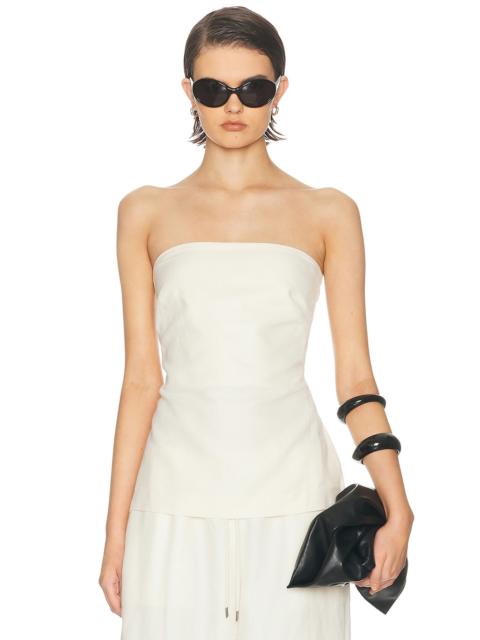 ST. AGNI Strapless Rouleau Tie Top
