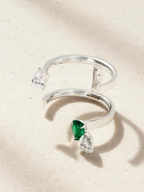 REPOSSI Serti Sur Vide 18-karat White Gold, Diamond And Emerald Ring