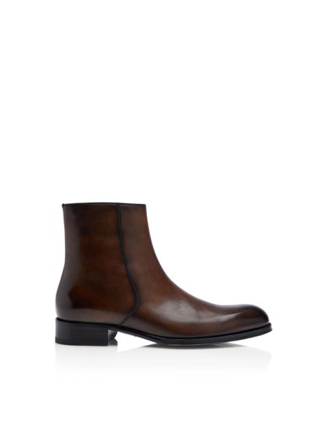 TOM FORD BURNISHED LEATHER ELKAN ZIP BOOT