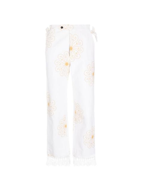 Soleil fringed-hem trousers