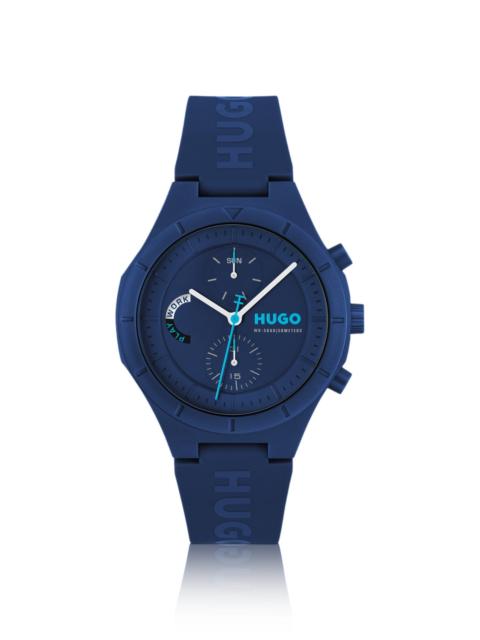 HUGO ALL-BLUE WATCH WITH SILICONE LOGO STRAP