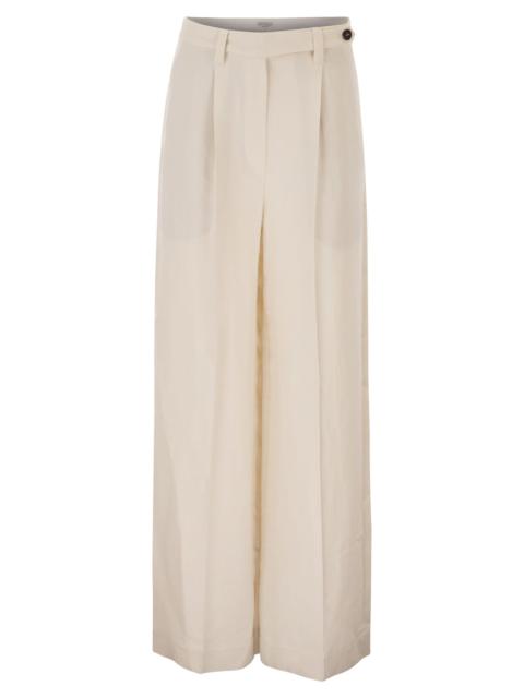Brunello Cucinelli Brunello Cucinelli Women Tailored Trousers In Fluid Viscose And Linen Twill With Double Pleats