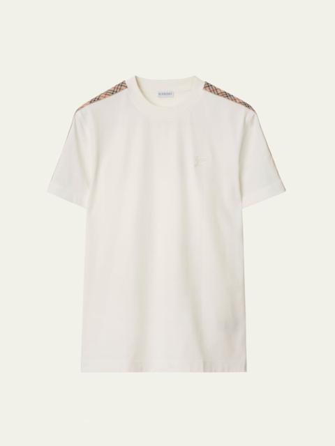Burberry Men's Check Shoulder-Tape T-Shirt