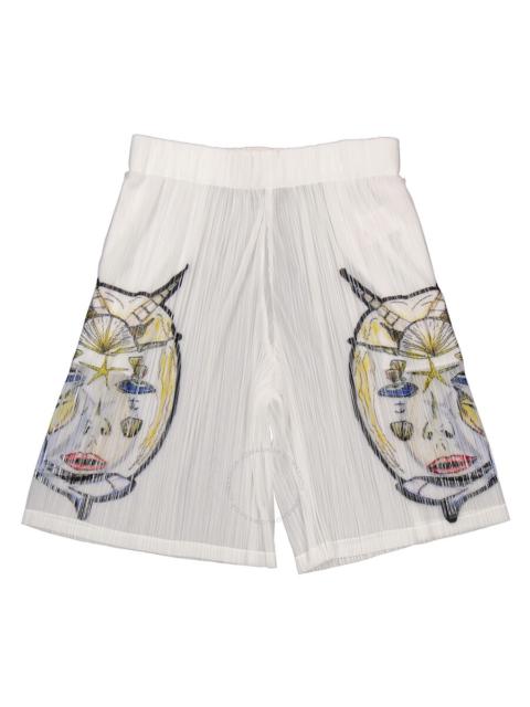 Burberry Burberry White Marine Sketch Sheer Plisse Shorts