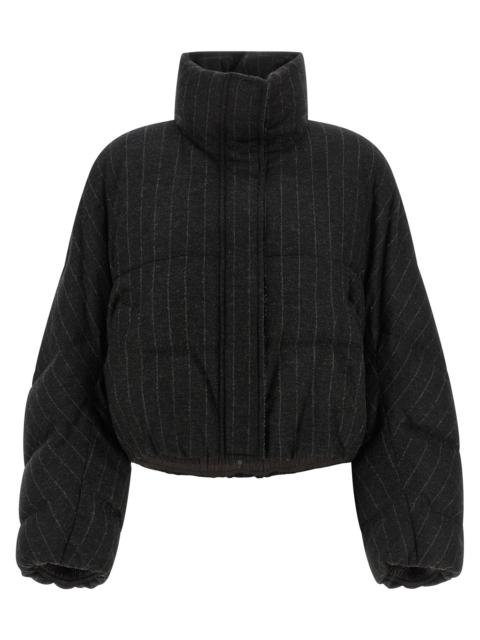 Brunello Cucinelli Brunello Cucinelli Women Micro Sequin Pinstriped Crop Down Jacket