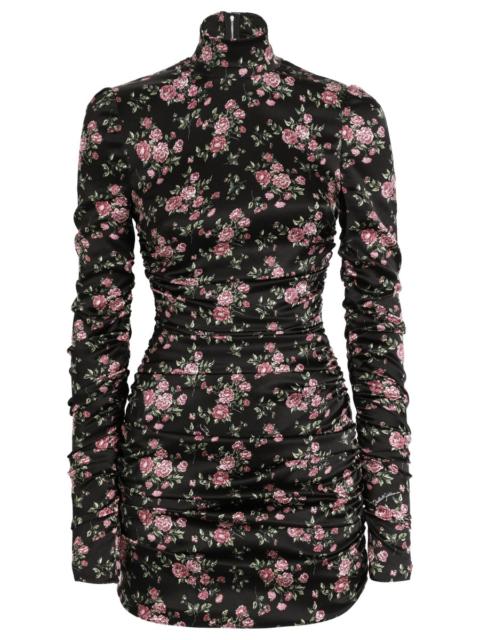 Dolce & Gabbana SILK DRAPED DRESS WITH ROSE PRINT
