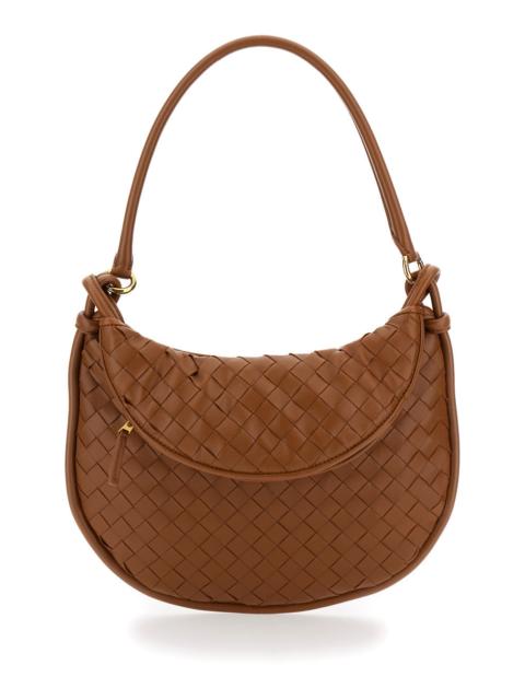 Bottega Veneta Bottega Veneta Women 'Gemelli Medium' Light Brown Hobo Shoulder Bag With Intrecciato Motif In Leathe