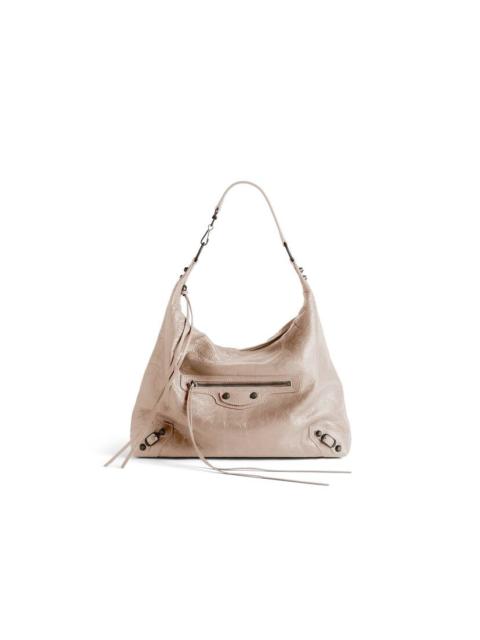 BALENCIAGA Women's Le City Hobo Bag Medium in Sesame